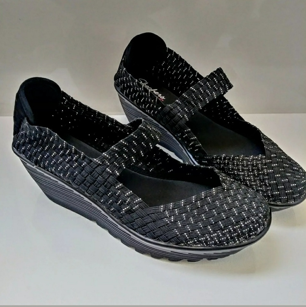 Skechers Black Wedge Heel Shoes